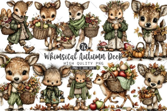 Download Whimsical Autumn Deer Clipart Bundle - Clipart Collection