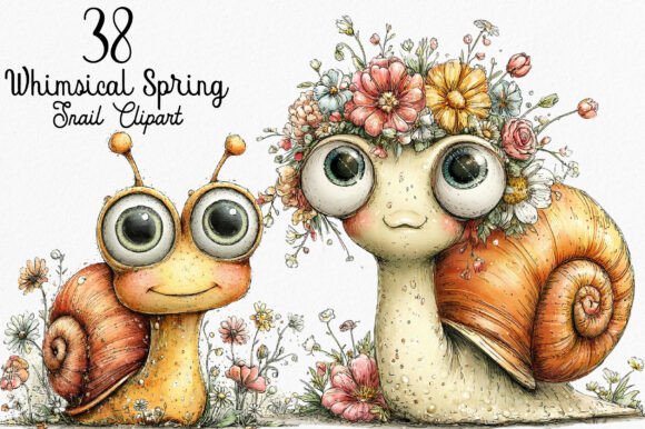Download Whimsical Spring Snail Clipart Bundle - Clipart Collection