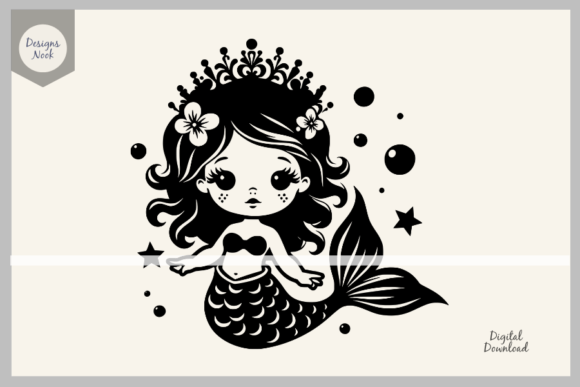 Download Baby Mermaid SVG File Clipart Silhouette - Clipart Collection