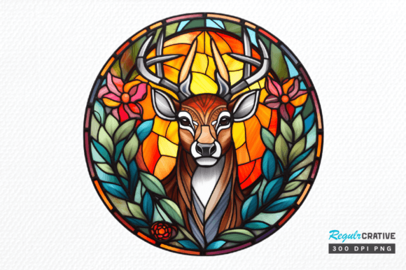 Download Stained Glass Christmas Deer Clipart Png - Clipart Collection