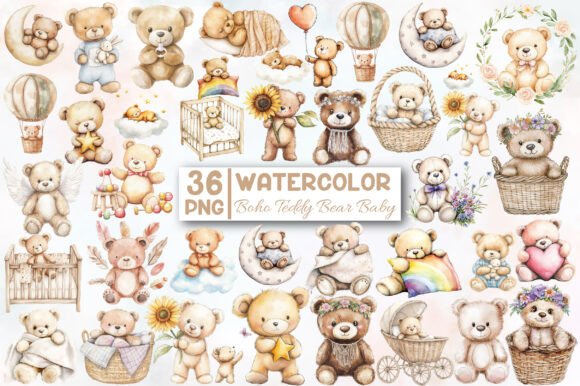 Download Boho Teddy Bear Baby Clipart - Premium Resources