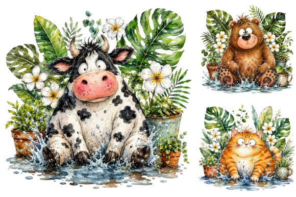 Download Funny Splashing Animal Clipart Bundle - Clipart Collection
