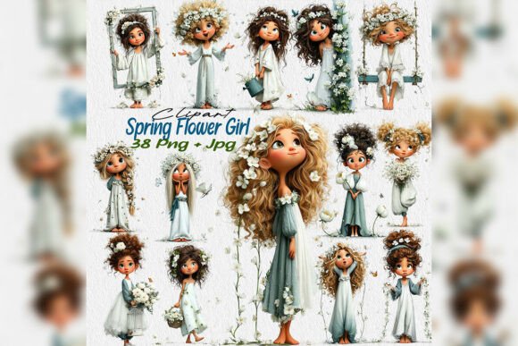 Download Whimsical Spring Flower Girl Clipart Png - Clipart Collection