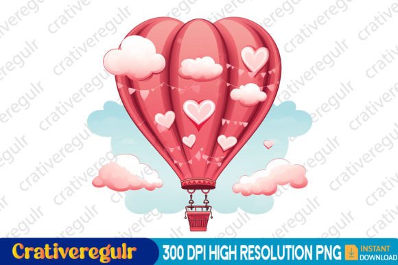 Download Valentines Hot Air Balloon Clipart - Clipart Collection