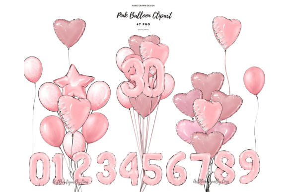 Download Pink Balloon Clipart Set: Hearts - Clipart Collection