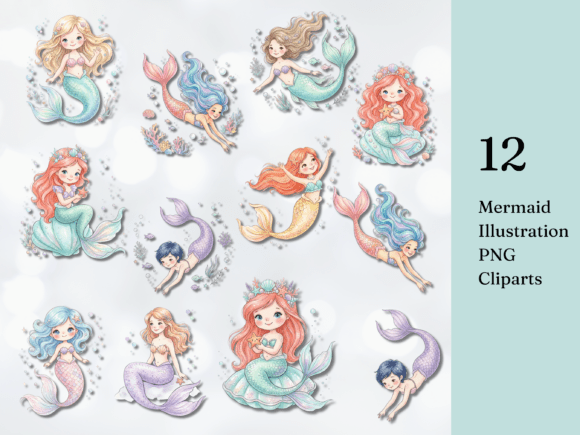 Download Pastel Mermaid Illustration PNG Clipart - Clipart Collection