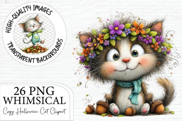 Download Whimsical Cozy Halloween Cat Clipart - Clipart Collection